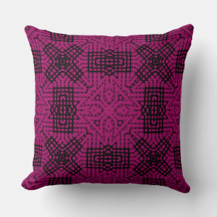 Burgundy, black and burgundy , geometric ,lace cushion