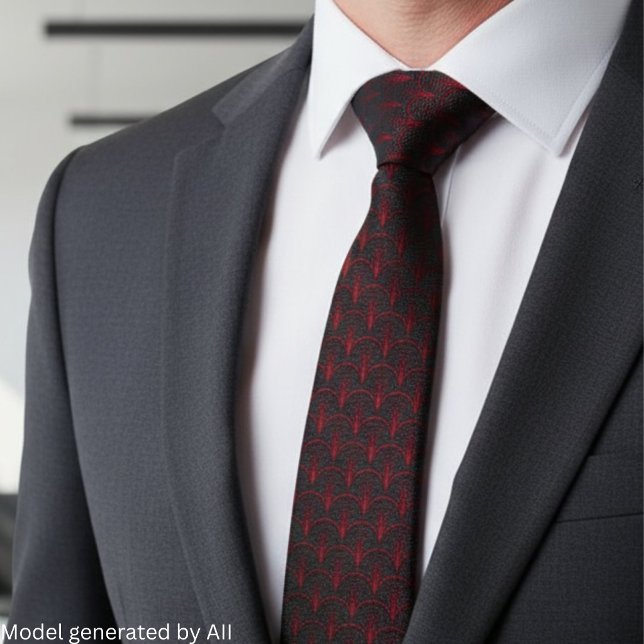 Burgundy Black Art Deco Pattern Tie (Creator Uploaded)
