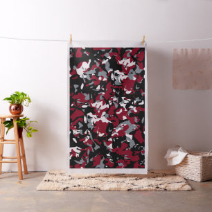 Burgundy Black Camouflage Fabric