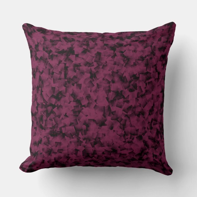 Burgundy Black Cubism Abstract Pattern Cushion (Front)