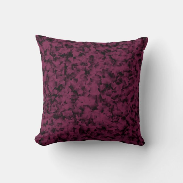Burgundy Black Cubism Abstract Pattern Cushion (Front)