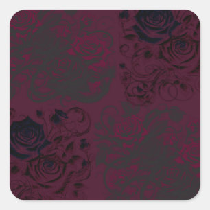 Burgundy & Black Dark Garden Gothic Glam Wedding Square Sticker