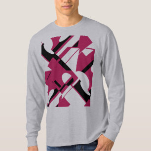 Burgundy Black Diagonal Geometric Art MCM-inspired T-Shirt