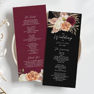 Burgundy Black Floral Wedding Program
