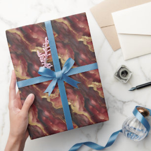 Burgundy, Black & Gold Marble Wrapping Paper