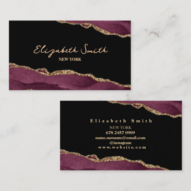  Burgundy & black Marble Business Card (Front/Back)
