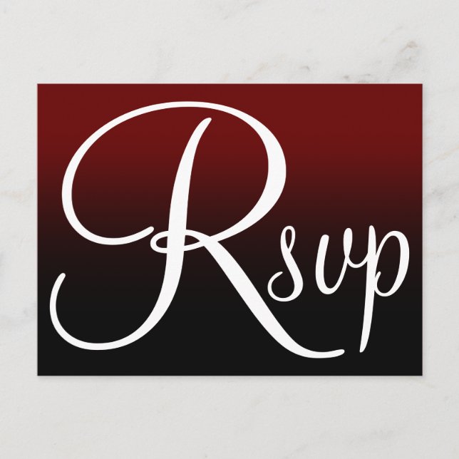 Burgundy Black Ombre Contemporary RSVP Invitation Postcard (Front)