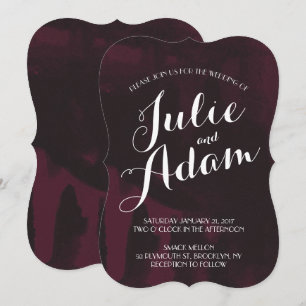 Burgundy & Black Watercolor Wedding Invitation