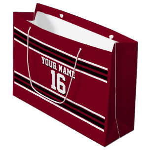 Burgundy Black Wht Team Jersey Custom Number Name Large Gift Bag