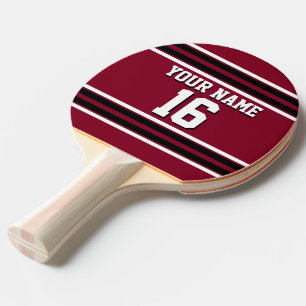 Burgundy Black Wht Team Jersey Custom Number Name Ping Pong Paddle