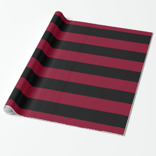 Burgundy Black XL Stripes Pattern V Wrapping Paper