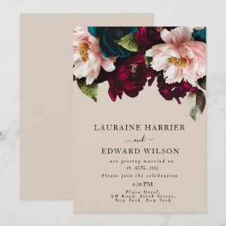 Burgundy Bliss: Elegant Floral Vine Pattern in Win Invitation