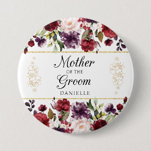 Burgundy Bliss Mother of the Groom Monogrammed Pin