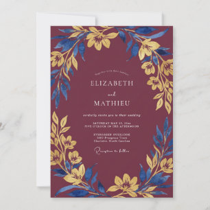 Burgundy Blissful Winter Wedding Invitation