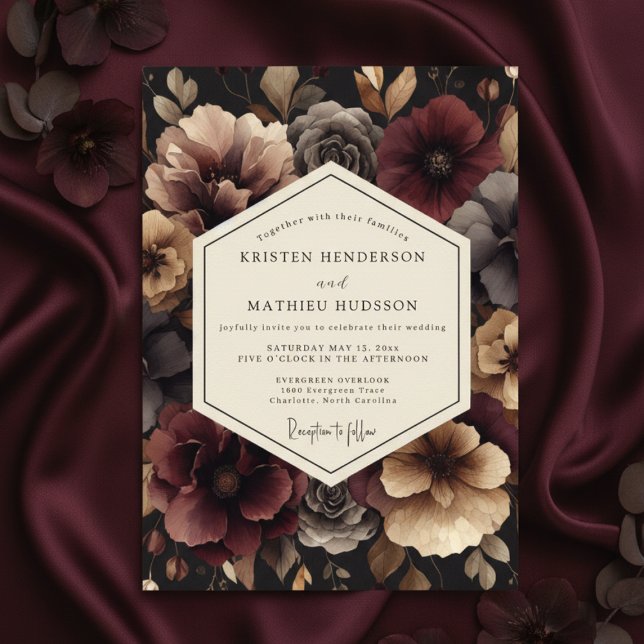 Burgundy Bloom Dusk Wedding Invitation (Creator Uploaded)