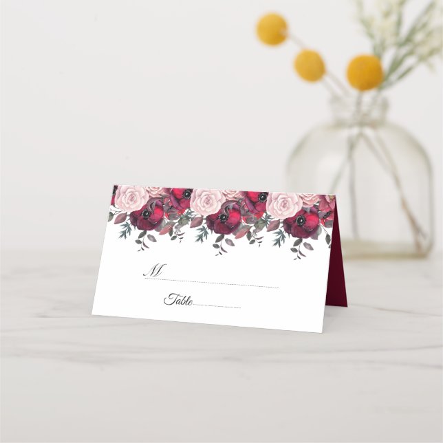 Burgundy Bloom Floral Wedding Invitatio Invitation (Front)