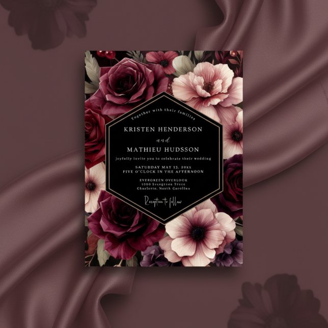 Burgundy Bloom Floral Wedding Invitation (Creator Uploaded)