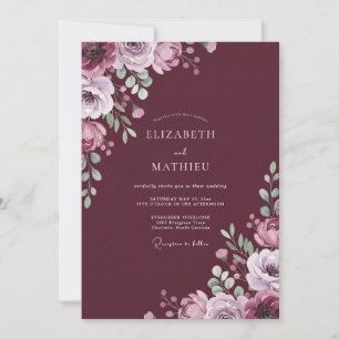 Burgundy Bloom Flourish Wedding Invitation