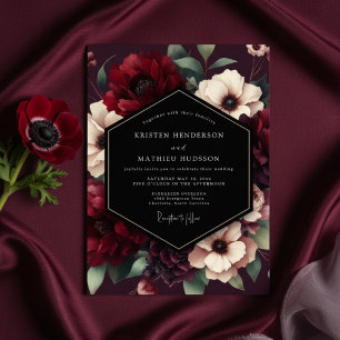 Burgundy Bloom Luxe Wedding Invitation