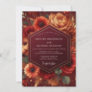 Burgundy Bloom Romance Wedding Invitation