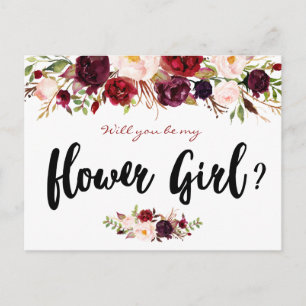 Burgundy blooms will you be my Flower Girl card