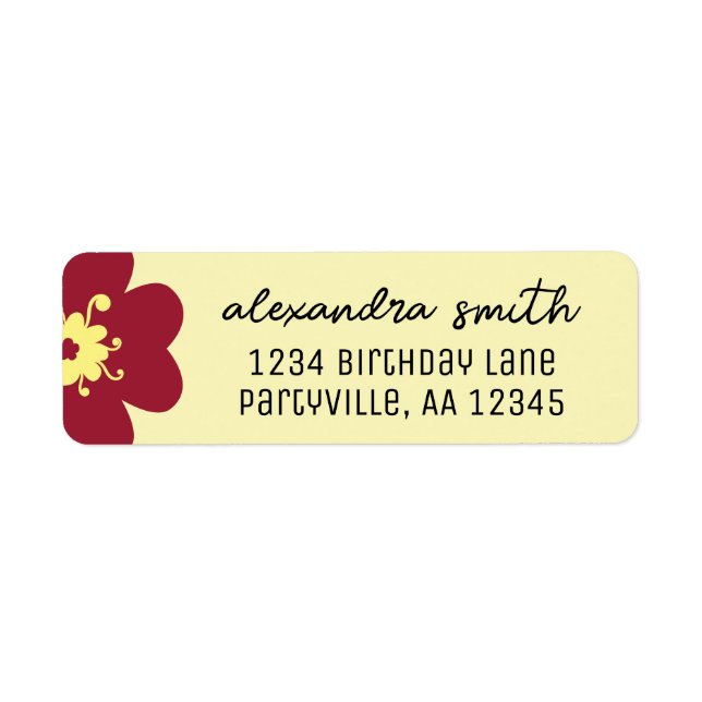 Burgundy Blossom Address Return Address Label (Front)