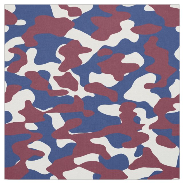 Burgundy, Blue and White Camo Fabric (Swatch)