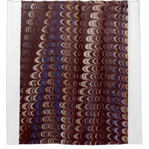 Burgundy, Blue and White Wavy pattern  Shower Curtain
