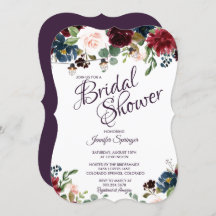Burgundy & Blue English Flowers Bridal Shower