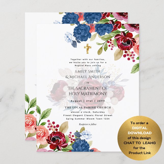 Burgundy Blue Floral Catholic Nuptial Mass Wedding (Creator Uploaded)