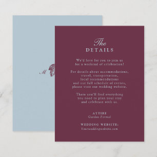 Burgundy Blue Grape Monogram Vineyard Details Card