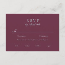 Burgundy Blue Grape Monogram Vineyard RSVP Card
