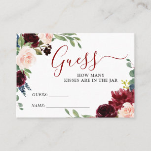 Burgundy Blue Pink Floral Guess How Many Game Card
