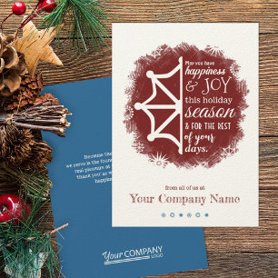 Burgundy & Blue Snowflake Business Holiday Card