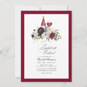 Burgundy, Blush and Blue Wine Bachelorette Weekend Invitation