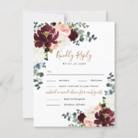 Burgundy Blush and Gold Two 2 Meal Choice Wedding 