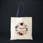 Burgundy Blush Blue Floral Wreath Bridesmaid Tote Bag<br><div class="desc">Burgundy Blush Blue Floral Wreath Bridesmaid Favour Tote Bag. 
(1) For further customisation,  please click the "customise further" link and use our design tool to modify this template.
(2) If you need help or matching items,  please contact me.</div>