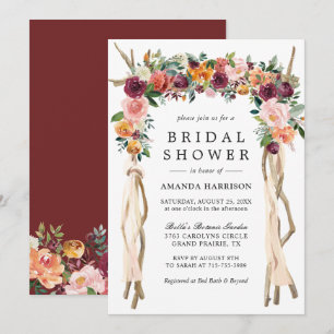 Burgundy Blush Bridal Shower Invitation