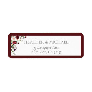 Burgundy Blush Bridal Shower Return Address Label