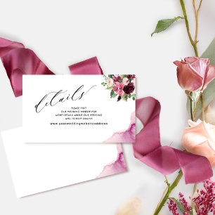 Burgundy Blush Elegant Wedding Website / Details Enclosure Card