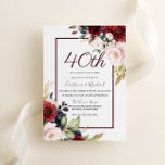 Burgundy Blush Floral 40th Wedding Anniversary Invitation<br><div class="desc">Burgundy Blush Floral 40th Wedding Anniversary Invitation
See matching collection in Niche and nest store</div>