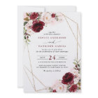 Burgundy Blush Floral And Gold Geometric Wedding