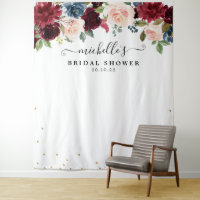 Burgundy Blush Floral Bridal shower Photo Backdrop