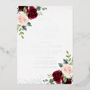 Burgundy Blush Floral Engagement Party Silver