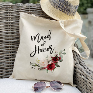 Burgundy Blush floral  maid of honour wedding Tote Bag