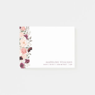 Burgundy Blush Floral Post-it Notes