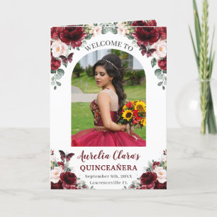 Burgundy Blush Floral Quinceañera Order of Events Program