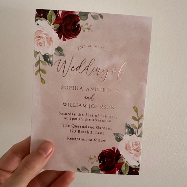 Burgundy & Blush Floral Rose Foil Wedding (Creator Uploaded)