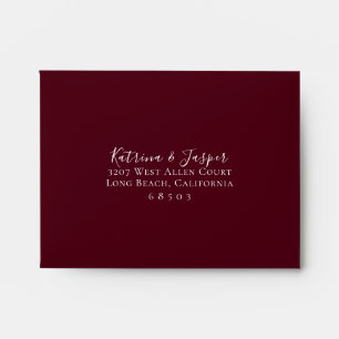 Burgundy Blush Floral RSVP Return Address Envelope