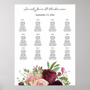 Burgundy & Blush Floral Seating Chart